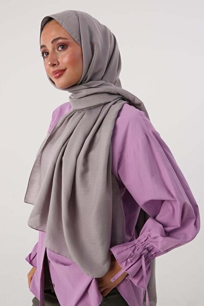 ALLDAY شال قطني بتفاصيل مخططة مدخنة