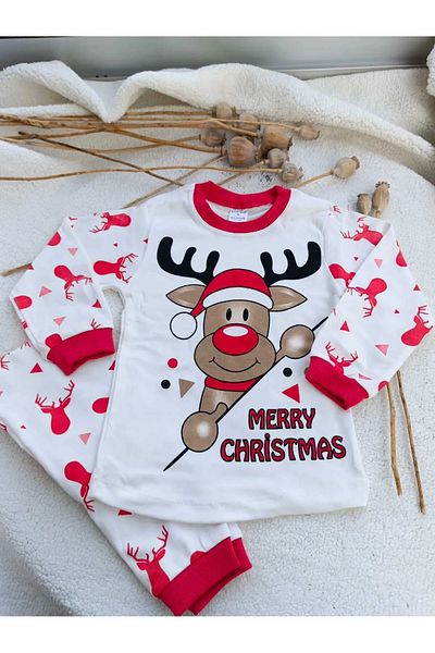 Zarmina Christmas Deer Pattern Children's Pajamas Set
