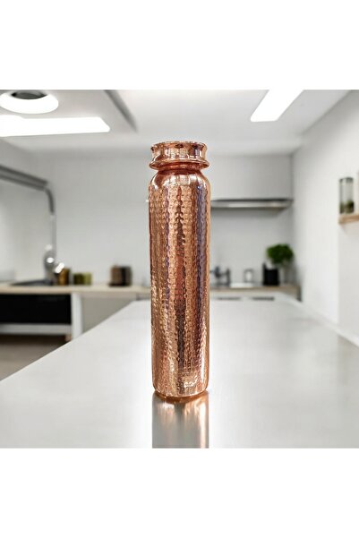 Bakır Center Bakır Su Matarası Bakır Matara Bakır Su Şişesi Dövme Bakır Şişe 550 ML Erzurum Bakır Termus