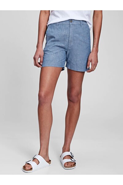 GAP Kadın Açık Mavi Hİgh Rise Chambray Şort
