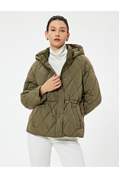 Koton Καπιτονέ παλτό με κουκούλα, τσέπη με φερμουάρ, ελαστική μέση