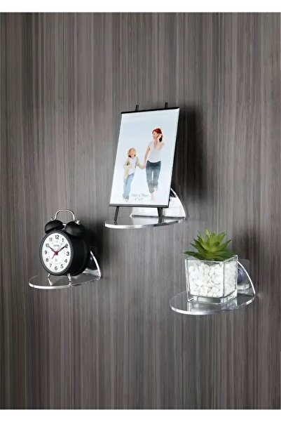 Pleksi Marketi PLEKSİ SEFFAF OVAL DUVAR RAFI -10CM--3 ADET--