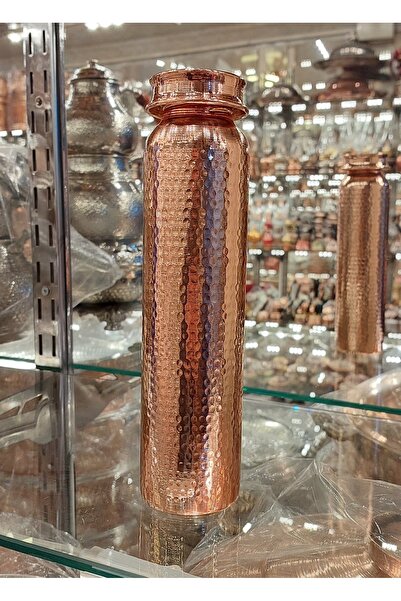 Bakır Center Bakır Su Matarası Bakır Matara Bakır Su Şişesi Dövme Bakır Şişe 550 ML Erzurum Bakır Termus