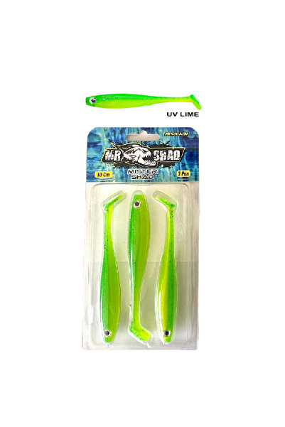 RYUJI Mister Shad 10cm 7gr Silikon Yapay Yem (3ADET) Uv Lime