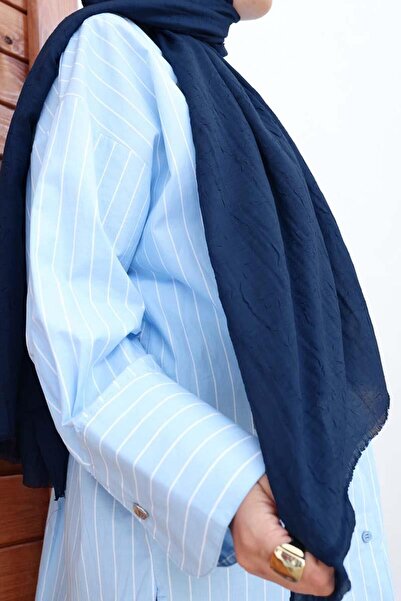 ALLDAY Σάλι Ναυτικό Μπλε-Μπάνι Μπαμπού