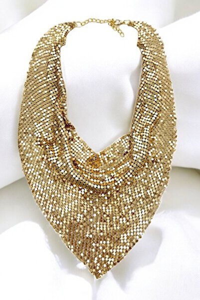 PETEK AKSESUAR Şal Model Zırh Metal Tasarım Kolye Gold