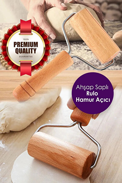 MorPort Lüx Ahşap Saplı Rulo Hamur Açıcı Merdane Pürüzsüz Oklava Pizza Börek ...