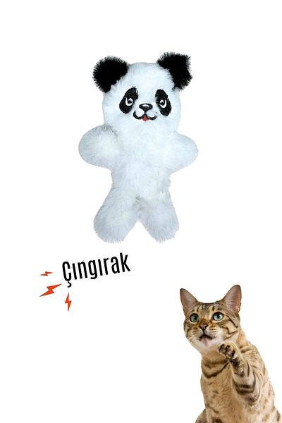Miyav Panda Patterned Cat Toy with Rattle Sound - Activity Toy