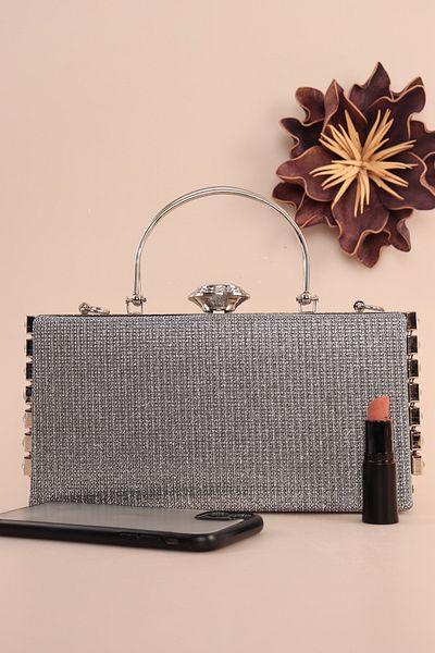 weem bag Τσάντα βραδινού φορέματος Weembag 470 με ριγέ πέτρινη λαβή
