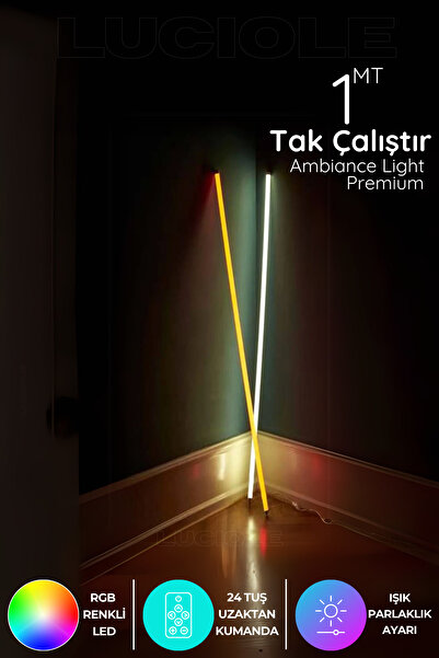 luciole Rgb Led Strip Tube Light  Led aplik Uzaktan Kumandalı Işık Lamba Ampü...