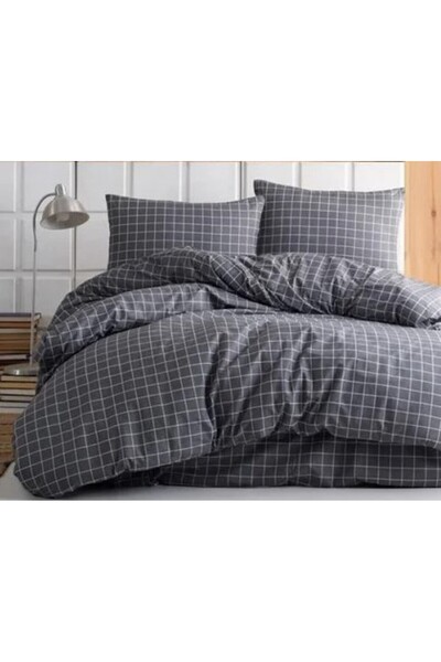 DENİZLİ ÇEYİZ Σετ Παπλωματοθήκη με διπλό σχέδιο με καρό σχέδιο