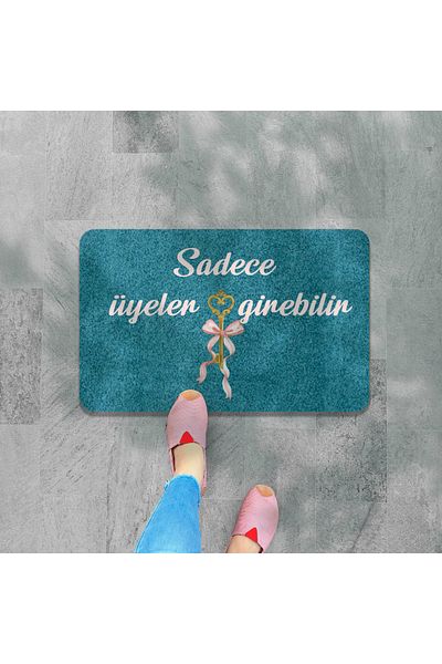 M&H Quality Welcome Written Digital Printed Flower Pattern Hooded Non-slip Mat - Washable for Inside and Outside