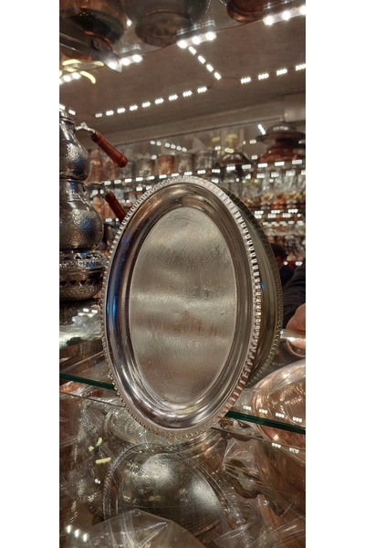 Bakır Center Bakır Tabak Bakır Sunum Tabağı 20×14 Cm Bakır Salata Tabağı Bakır Kahvaltı Tabağı