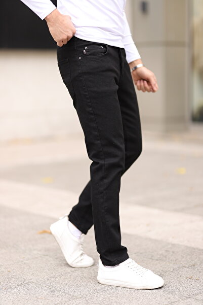 Newtime Ανδρικό παντελόνι Slim Fit Lycra ίσιο μαύρο μαύρο