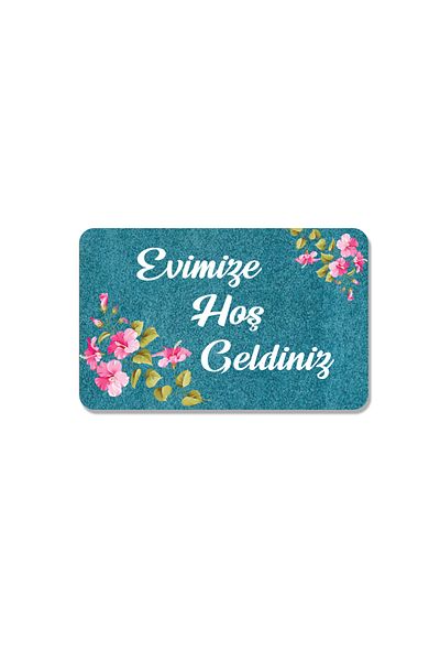 M&H Quality Welcome Written Digital Printed Flower Pattern Hooded Non-slip Mat - Washable for Inside and Outside