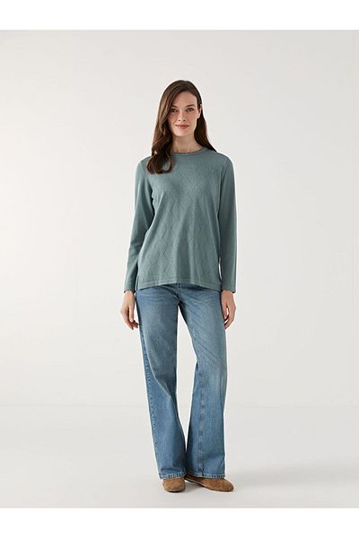 LC Waikiki Lcw Grace Green Crew Neck Shiny Stone Printed Women's Knitwear Sweater