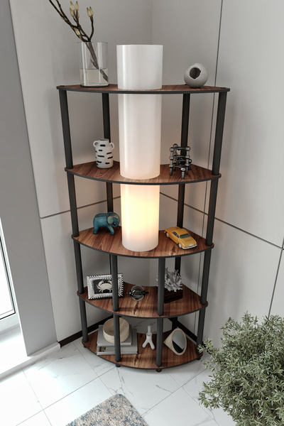 messer CONRAD  KÖŞE KİTAPLIK ÇİFT YÖN KULLANIM MADRAN CEVİZ LAMBADER