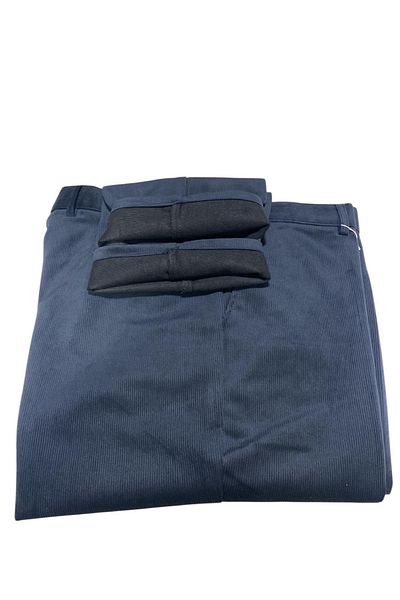 BURSPA Relaxed Fit Winter Fleece Inside Open Navy Blue Men's Velvet Daddy Pants
