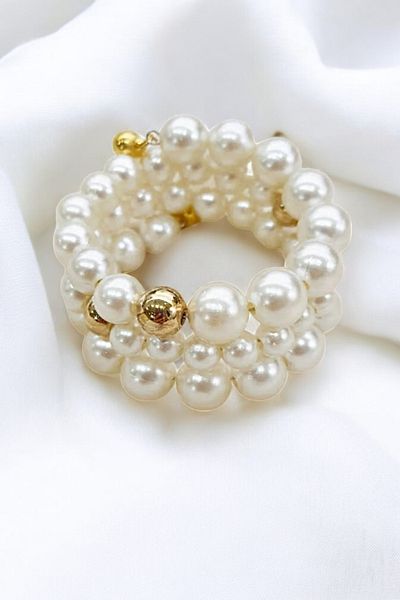 PETEK AKSESUAR Inci Gold Top Design Wrapped Bracelet