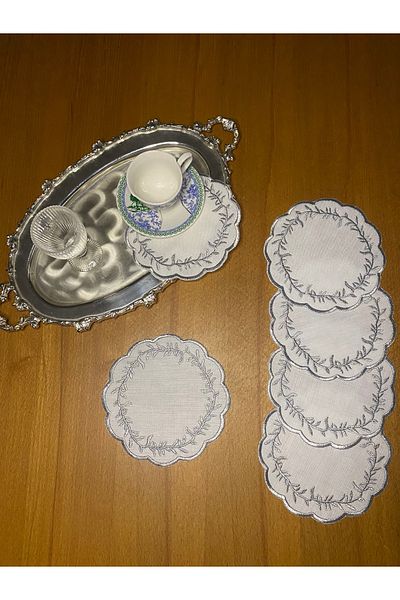 Smiling Home 6 Κομμάτια Λινά Ασημί Χρώμα Δροσιά Παρουσίασης Κοκτέιλ Χαρτοπετσέτας