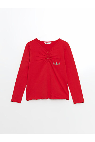 LC Waikiki V Yaka Yılbaşı Temalı Kadın Pijama Takımı LCW Young