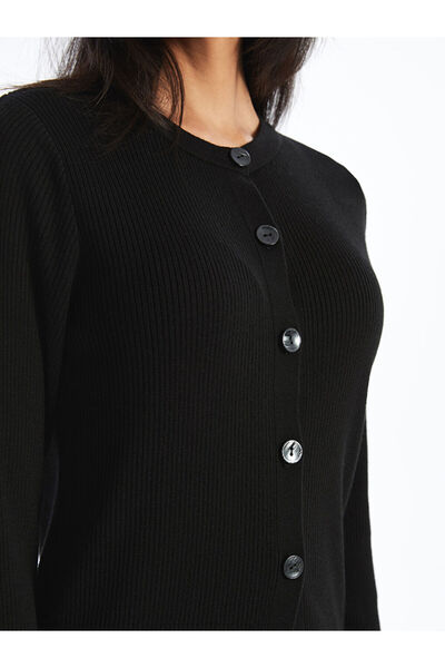 LC Waikiki Black Crew Neck Women's Knitwear Cardigan