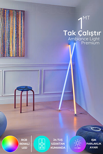 luciole Rgb Led Strip Tube Light  Abajur Uzaktan Kumandalı Işık Lamba Ampül a...