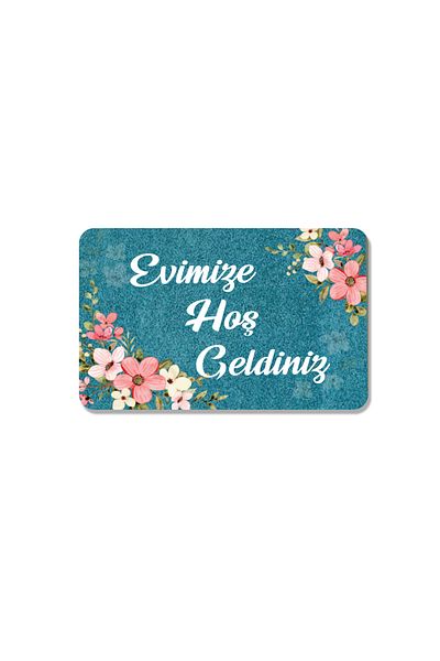 M&H Quality Welcome Written Digital Printed Flower Pattern Hooded Non-slip Mat - Washable for Inside and Outside