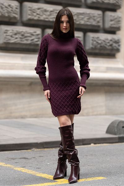Cloudy Kids Rochie de damă din tricot cu nervuri