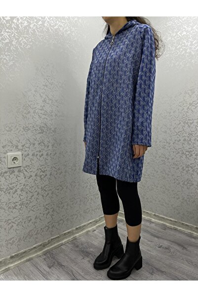 520CK WOMEN'S HOODED LONG TESETURE BLUE JACKET