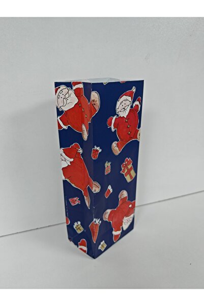 arminow Yılbaşı Temalı Renkli Desenli Kese Kağıdı - Hediye Poşeti - 8x20x5 Cm - 10 Adet - Ç014