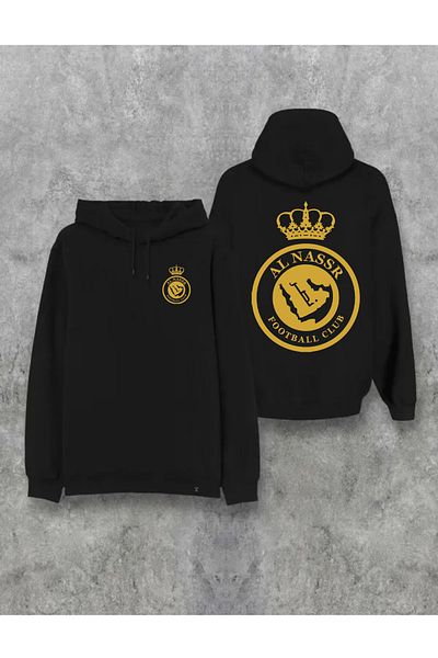 Pisa Art Al Nassr Gold Logo Front Back Special Design Hooded Sweatshirt & Sweatpants 2-Piece Combination