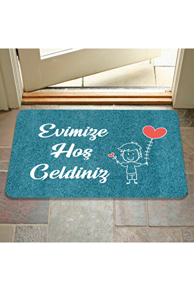 M&H Quality Welcome Written Digital Printed Flower and Rabbit Patterned Door - Washable