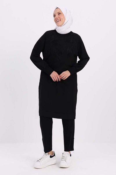 ALLDAY Sweat Tunic with Black Embroidered Plugs