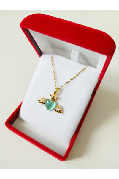 SeyCey.co فاخر في صندوق مخملي | قلادة القلب الأزرق المجنح | فولاذ 316 لتر - غير قابل للتشويه | هدية المرأة