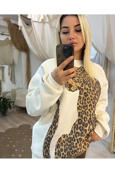 FASHION COCKTAIL Hanorac cu mânecă lungă cu imprimeu mare, cu mânecă lungă, pentru birou, pentru femei, de zi cu zi