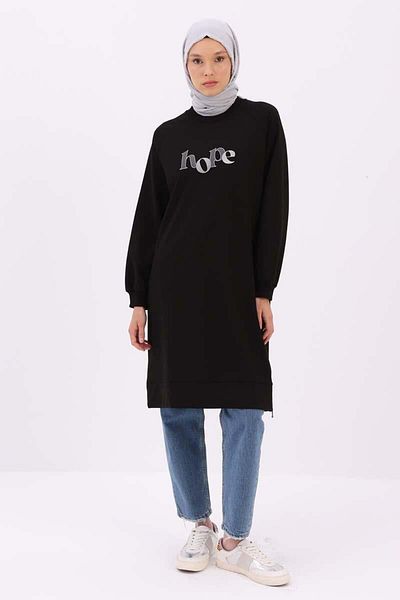 ALLDAY Black-Side Garni Slip Sweat Tunic