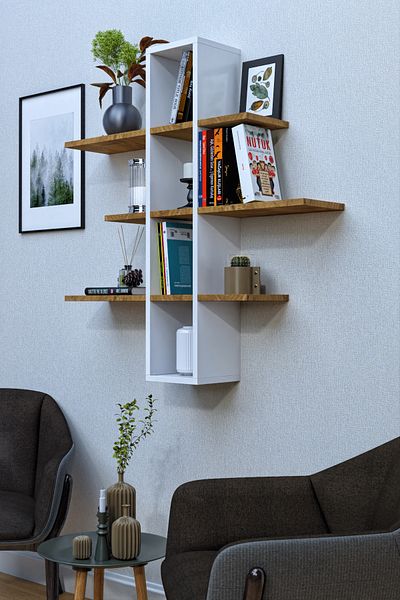 moka park avm 10 Compartments 3 Shelves Wall Mounted Decorative Multi-Purpose Shelf Bookcase