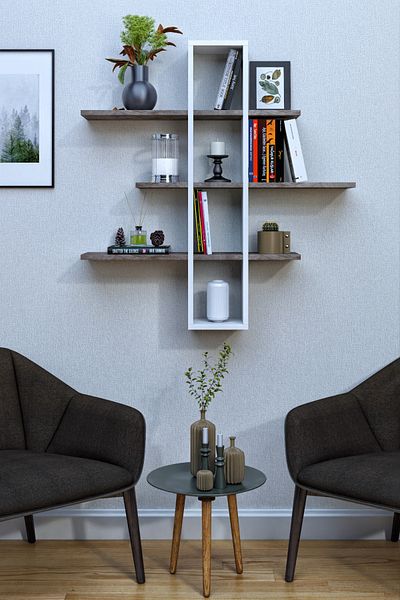 moka park avm 10 Compartments 3 Shelves Wall Mounted Decorative Multi-Purpose Shelf Bookcase