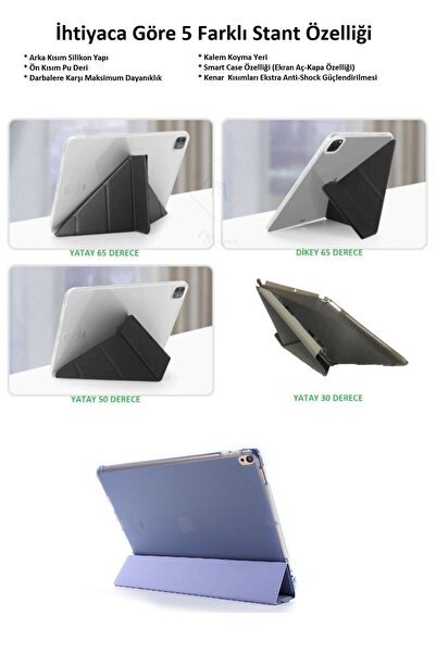 MOBAX Ipad 6 Nesil 9.7 2018 Uyumlu Kılıf Kalem Bölmeli Trifolding Silikon A1893 A1954 Rose Gold Rose Gold