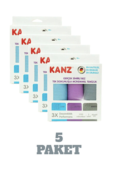 Kanz 3'lü Alman Mikrofiber Cam,tezgah Bezi,(5 PAKET)en Yumuşak Ve Leke Tutmay...