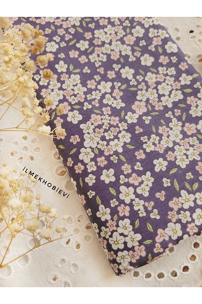 ilmekhobievi Poplin Fabric Floral Pattern Purple 100% Cotton 50X170Cm (1Pcs)