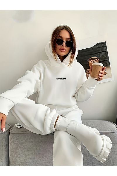 Let's Wear Premium για γυναίκες 3η Σετ φούτερ και παντελόνι από νήματα - Αθλητικό σετ 2 τεμαχίων