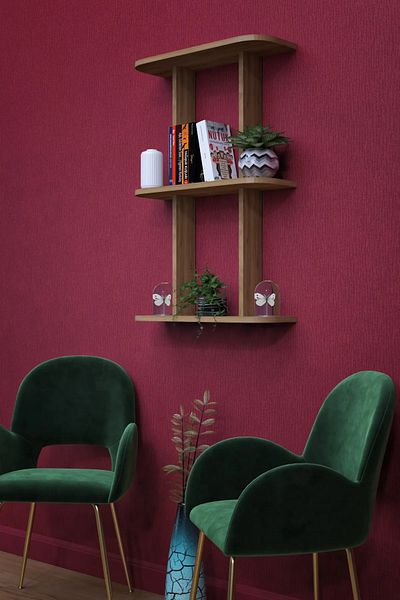 moka park avm 2-Shelf Wall Mounted Rectangular Multi-Purpose Wall Shelf