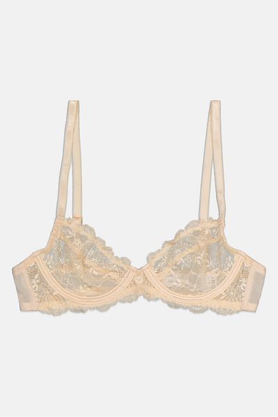 NA-KD Women Textured Non Padded Wired Bra, Pearl