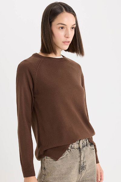 DeFacto Crew Neck Soft Textured Knitwear Sweater - Regular Fit I6913Az24Wn