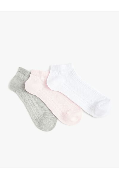 Koton Socks Set Basic Textured 3-Piece Multicolored Cotton