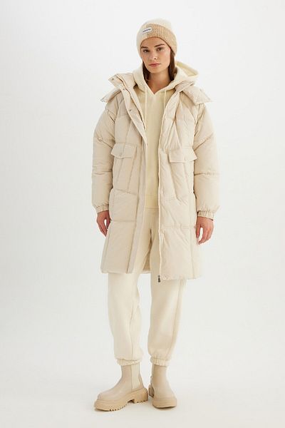 DeFacto Langer wasserabweisender Daunenmantel – Kapuzenpullover, Reißverschluss und Taschen C9526AX24WN