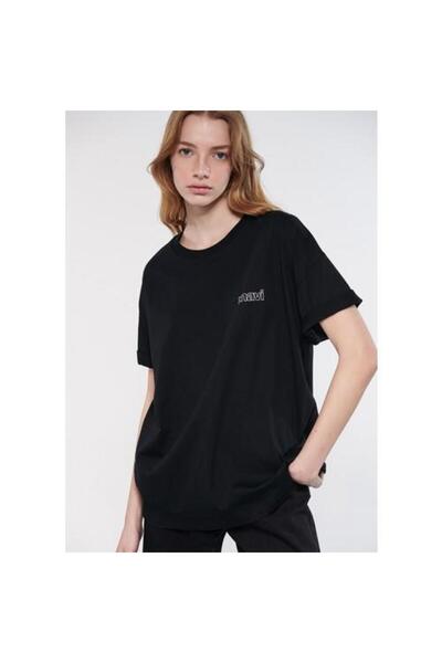 Mavi Kadın Logo Baskılı Siyah Tişört 1611309-900