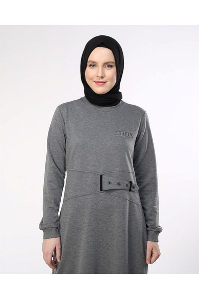 Bwest Anthracite Stone Printed Dress - 09322.017